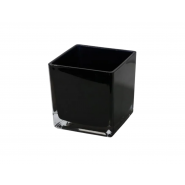 Pot à bougie en verre épais carré noir – Aromateasy