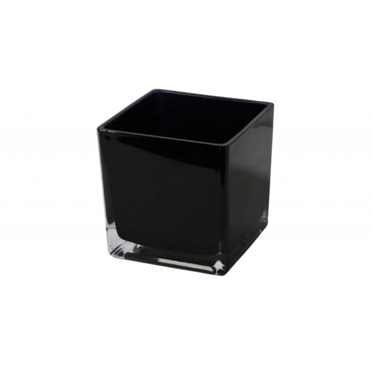 Pot carré en verre noir